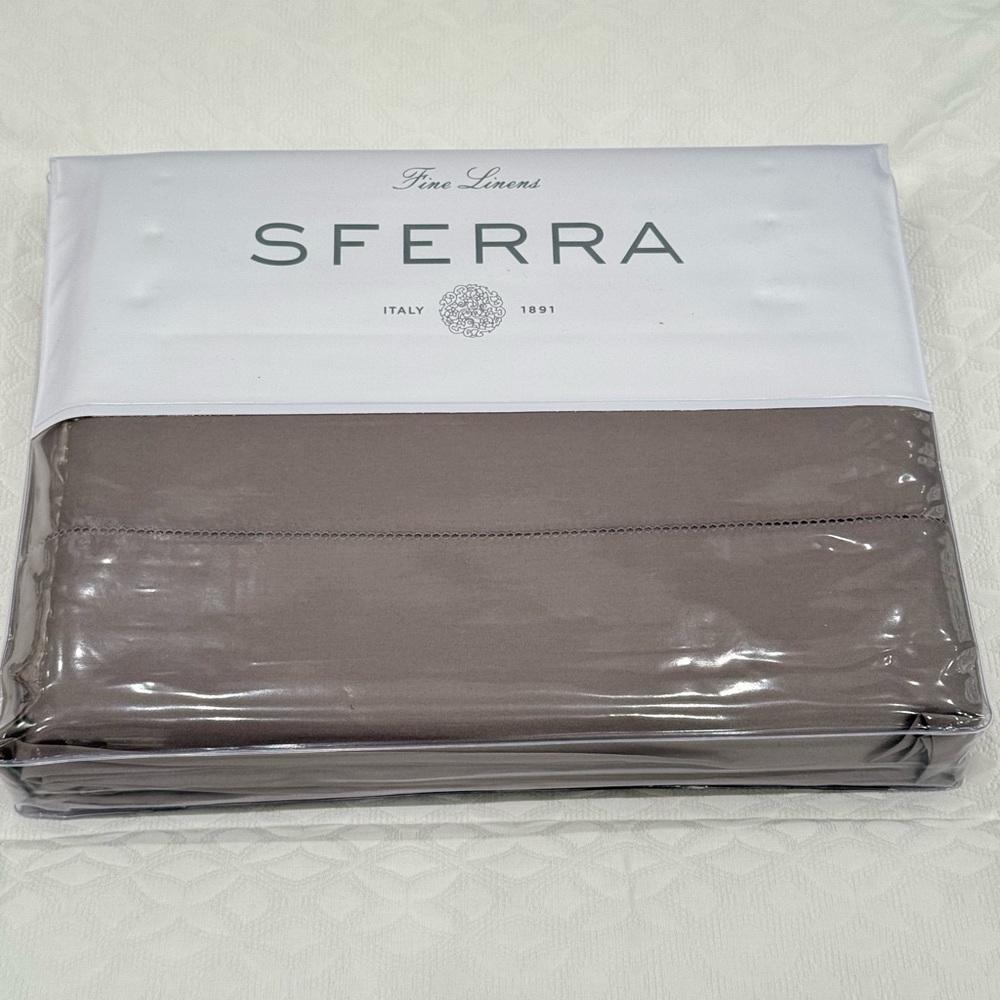 SFERRA MATTEO SATEEN 4-PIECE QUEEN SHEET SET GREY MADE IN ITALY